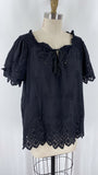 Adiva Black Eyelet Top, 1X
