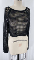 Love Tree Black Open Stitch Sweater, L