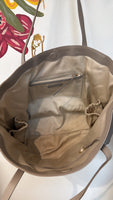 Antonio Melani Taupe Leather Shoulder Bag, 19"x11.5"