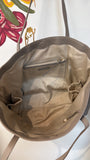 Antonio Melani Taupe Leather Shoulder Bag, 19"x11.5"