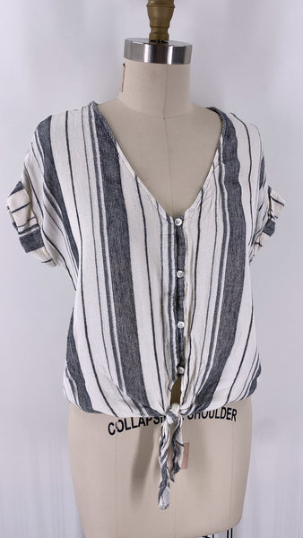 Cloth & Stone Stripe Tie Front Top, S