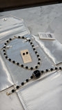 Genuine Cultured Freshwater Pearl Black/White Necklace + Bracelet + Earrings with 10K Gold Clasp