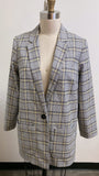 H&M Black Plaid Blazer Jacket, M