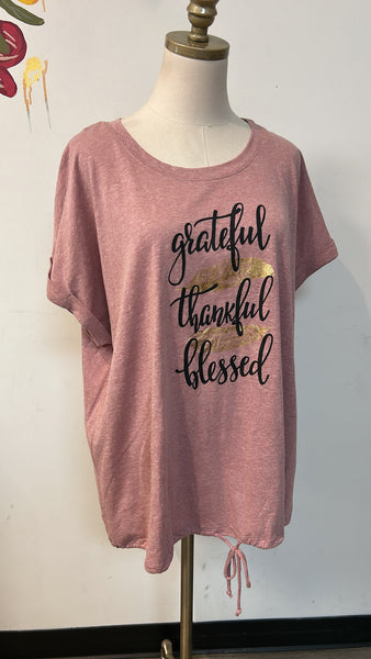 New TruSelf Grateful Thankful Blessed Tee, 2X