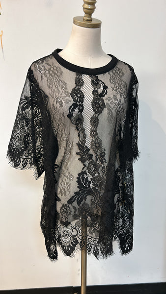 New Paper + Tee Black Lace Sheer Top, 3X