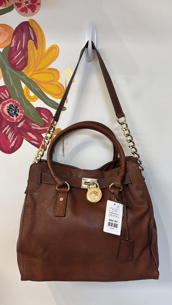 Michael Kors Brown Leather Hamilton Bag, 14"x13"