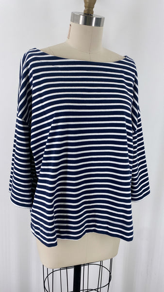 On 34th Blue Stripe Top, 2X
