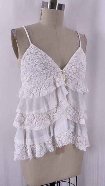 Pink Lily White Top, L