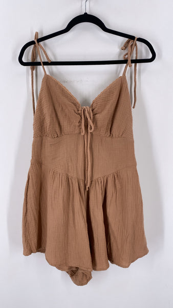Love Fire Brown Gauze Romper, L
