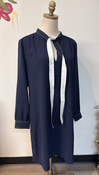 New J. Crew Blue Shift Dress with Necktie in 365 Crepe, 10