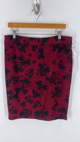 New Liz Claiborne Burgundy Floral Skirt, 8