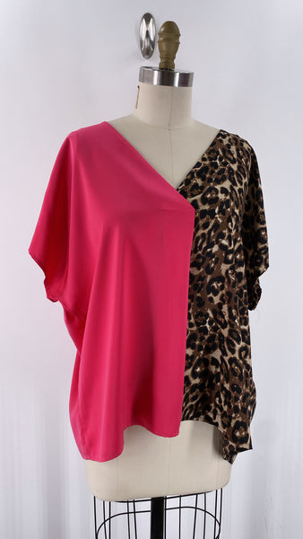 ee:some Pink/Animal Print Oversized Top, S