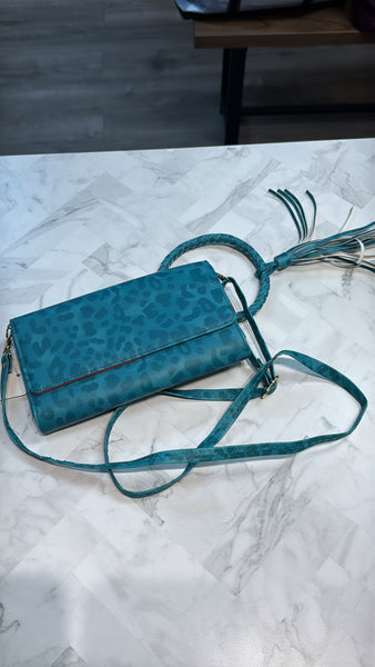 Blue Crossbody Wristlet, 8"x5"