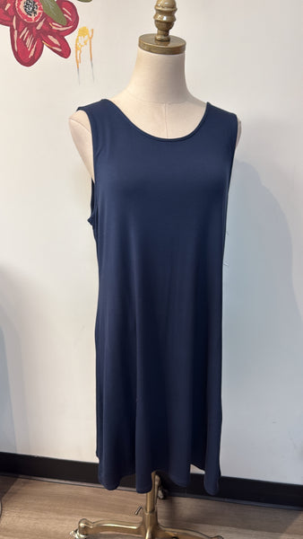 New Market & Spruce Alison Twist Back T-Shirt Navy Dress, L
