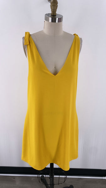 1.State Yellow Tie Shoulder Dress, M