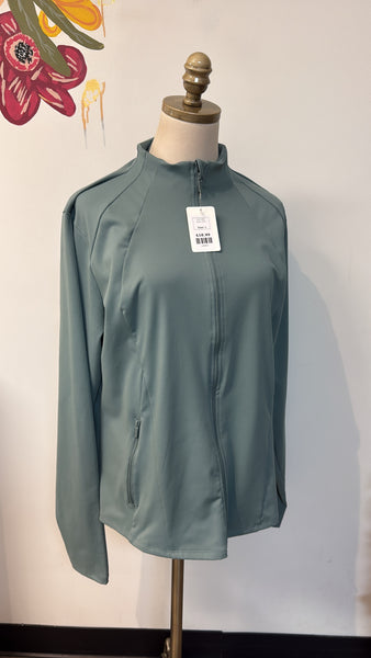 Green Zip Front Pocket Jacket, L