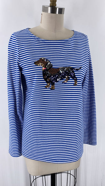 Joules Blue Stripe Dachshund Top, 10