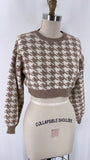 Altar'd State Brown Houndstooth Cropped Sweater, M