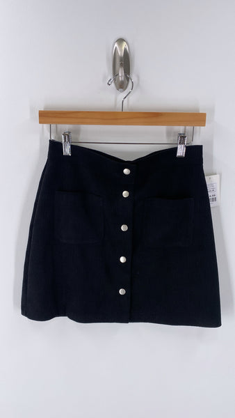 New Wildflowers Boutique Black Corduory Snap Front Skirt, M