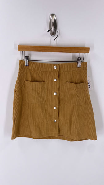 New Wildflowers Boutique Tan Corduroy Snap Front Skirt, M