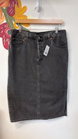 Levi's Black Denim Button Fly Side Slit Skirt, 32 (14)