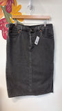 Levi's Black Denim Button Fly Side Slit Skirt, 32 (14)