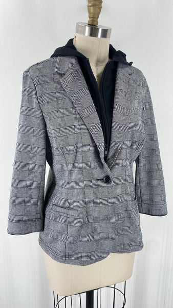 Ci Sono Black Hooded Zip Front Jacket, L