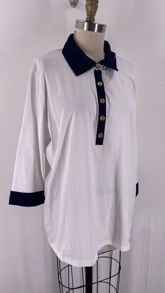 Jones New York White/Navy Top, 3X