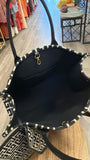 Balmain Black B-Army 42 Monogram Jacquard & Leather Tote Bag, 11.25"x13.5"