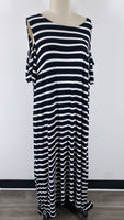 Lane Bryant Black Stripe Open Shoulder Dress, 18/20