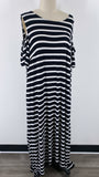 Lane Bryant Black Stripe Open Shoulder Dress, 18/20