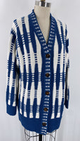 Lafayette 148 Blue Stripe Cardigan, M