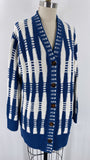 Lafayette 148 Blue Stripe Cardigan, M