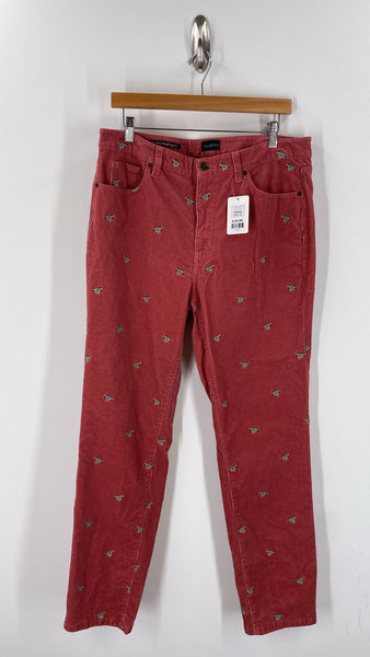 Talbots Corduroy Straight Leg with Mallard Duck Embroidery Jeans, 12