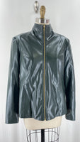 Cole Haan Dark Green Faux Leather Jacket, L