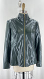 Cole Haan Dark Green Faux Leather Jacket, L