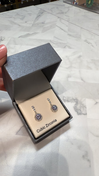 New Directions Silver CZ Earrings