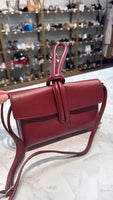 Genuine Leather Burgundy Crossbody Bag, 9"x5"