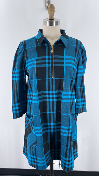 Isle Blue Plaid Dress, L