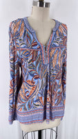 Democracy Blue Print Top, L