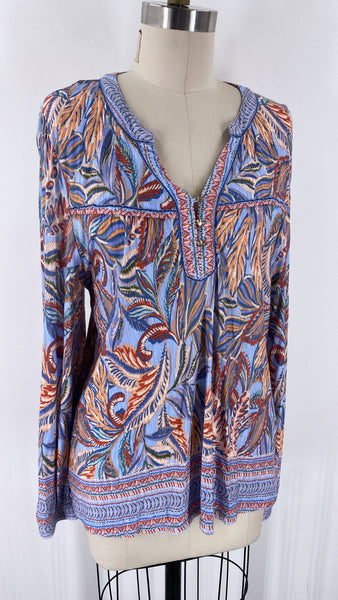Democracy Blue Print Top, L