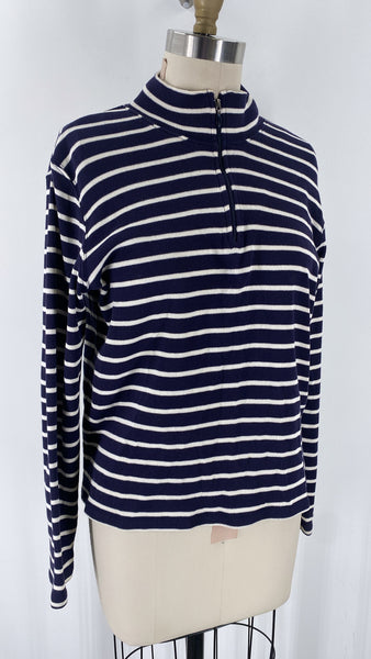 L.L. Bean Blue Stripe Pullover, L Petite