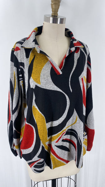Multiples Black Print Top, L