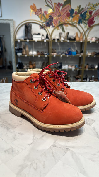Timberland Red Nubuck Boots, 7