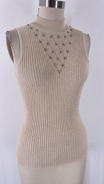Carmen Marc Valvo Gold Sweater Top, L