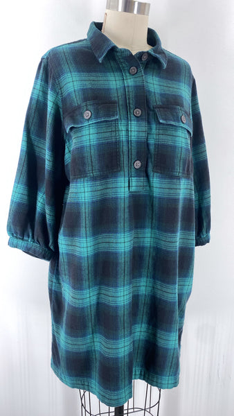 Gap Green/Blue Plaid Flannel Mini Dress, L