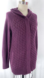 Cambridge Dry Goods Purple Wool Blend Hooded Cardigan, M