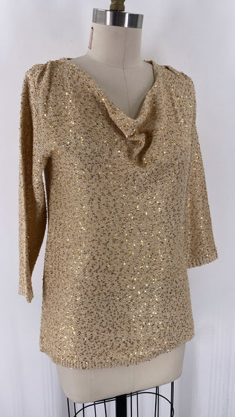 Nue Options Gold Sequin Sweater, M