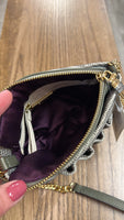 B. Makowsky Gray Leather Crossbody Bag, 9.5"x7"
