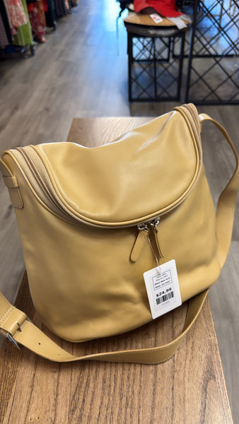 Maxx New York Tan Leather Crossbody Bag, 11"x11"